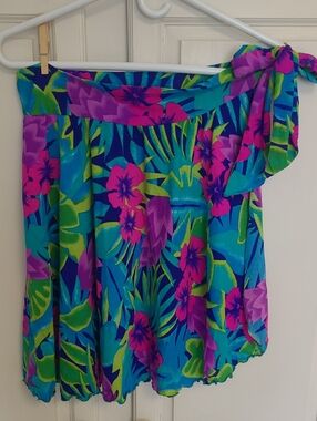 Vintage Spiegel Multicolor Blue Tropical Print Sarong